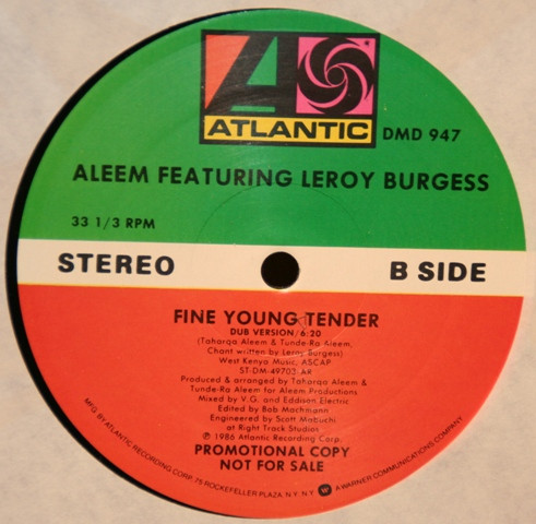 Aleem Featuring Leroy Burgess - Fine Young Tender (12", Promo) (Mint (M)) - Image 2