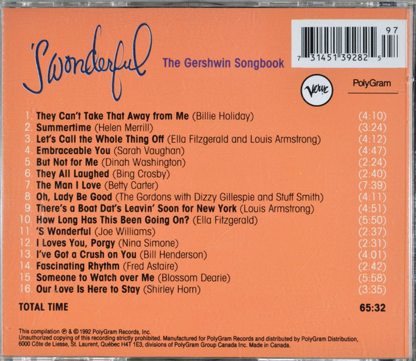 George & Ira Gershwin - The Gershwin Songbook - 'S Wonderful (CD, Comp) (Near Mint (NM or M-)) - Image 2