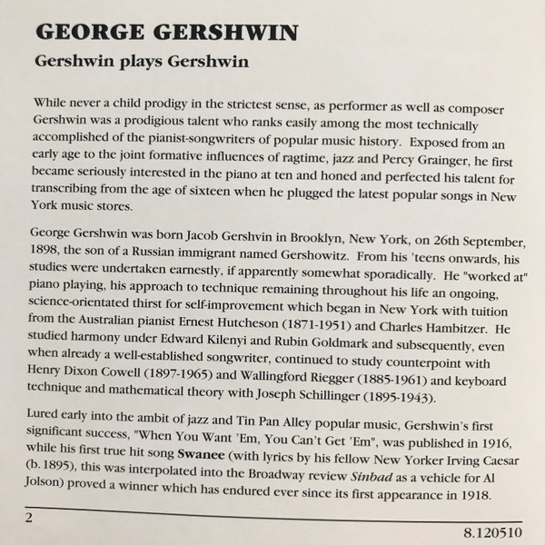 George Gershwin - Gershwin Plays Gershwin (CD, Comp, Mono) (Near Mint (NM or M-)) - Image 4