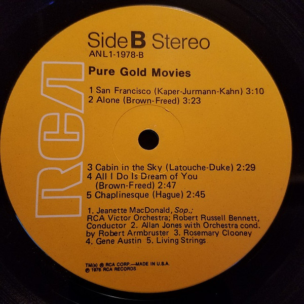 Various - Pure Gold Movies (LP, Album, Comp) (Mint (M)) - Image 4