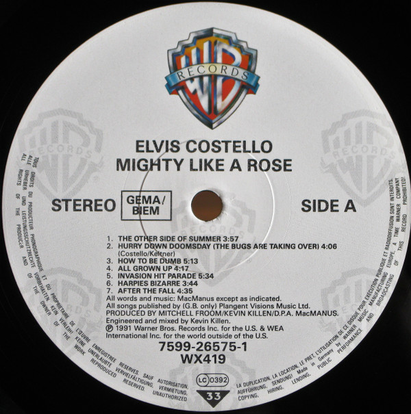 Elvis Costello - Mighty Like A Rose (LP, Album) (Mint (M)) - Image 3