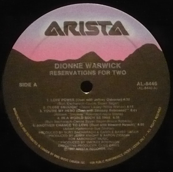 Dionne Warwick - Reservations For Two (LP, Album) (Mint (M)) - Image 2