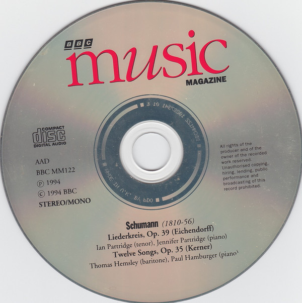 Robert Schumann - Liederkreis, Op. 39 / Twelve Poems, Op. 35 (CD) (Near Mint (NM or M-)) - Image 3