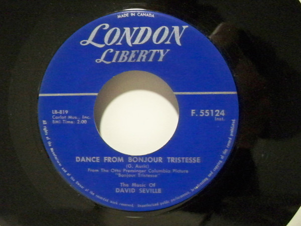 David Seville - Bonjour Tristesse / Dance From Bonjour Tristesse (7", Single) (Very Good Plus (VG+)) - Image 2