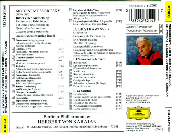 Modest Mussorgsky / Maurice Ravel, Igor Stravinsky, Herbert von Karajan, Berliner Philharmoniker - Bilder Einer Ausstellung / Le Sacre Du Printemps (CD, Album, Comp, RM) (Near Mint (NM or M-)) - Image 4
