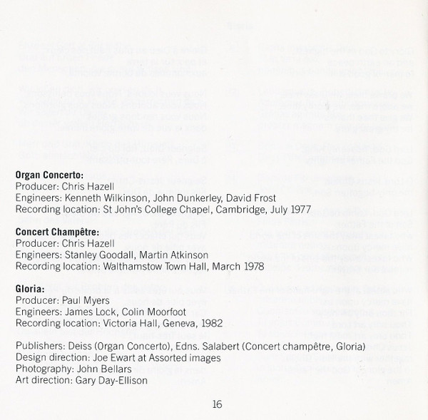 Francis Poulenc, George Malcolm, The Academy Of St. Martin-in-the-Fields, Iona Brown - Organ Concerto • Gloria • Concert Champêtre (CD, Comp, RM) (Mint (M)) - Image 4