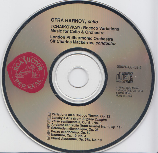 Pyotr Ilyich Tchaikovsky, Ofra Harnoy, London Philharmonic Orchestra, Sir Charles Mackerras - Rococo Variations (Music For Cello & Orchestra) (CD, Album) (Near Mint (NM or M-)) - Image 3