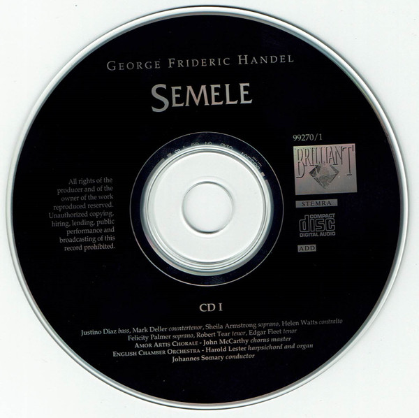 Georg Friedrich Händel / Sheila Armstrong, Helen Watts, Robert Tear, Justino Diaz, Felicity Palmer, Mark Deller, English Chamber Orchestra, Johannes Somary - Semele (2xCD, Album) (Near Mint (NM or M-)) - Image 5