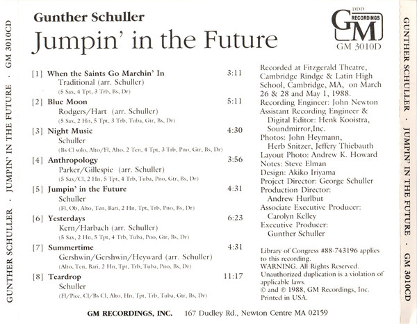 Gunther Schuller Featuring Orange Then Blue Special Guest Artist Howard Johnson (3) - Jumpin' In The Future (CD, Album) (Near Mint (NM or M-)) - Image 2