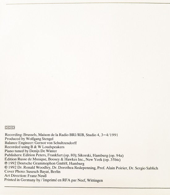 Sergei Prokofiev, Gidon Kremer, Martha Argerich - Violinsonaten · 5 Melodien (CD, Album) (Near Mint (NM or M-)) - Image 4
