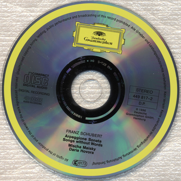 Franz Schubert, Mischa Maisky, Daria Hovora - Songs Without Words (CD, Album, RE, EDC) (Near Mint (NM or M-)) - Image 3