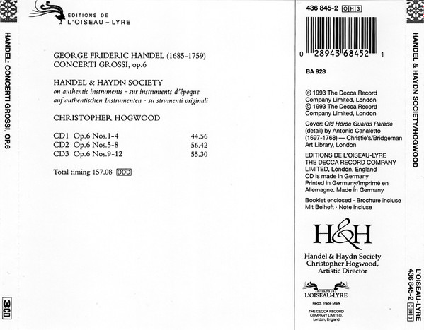 Georg Friedrich Händel – The Handel & Haydn Society Of Boston, Christopher Hogwood - Concerti Grossi, Op. 6 (3xCD, Album) (Near Mint (NM or M-)) - Image 3