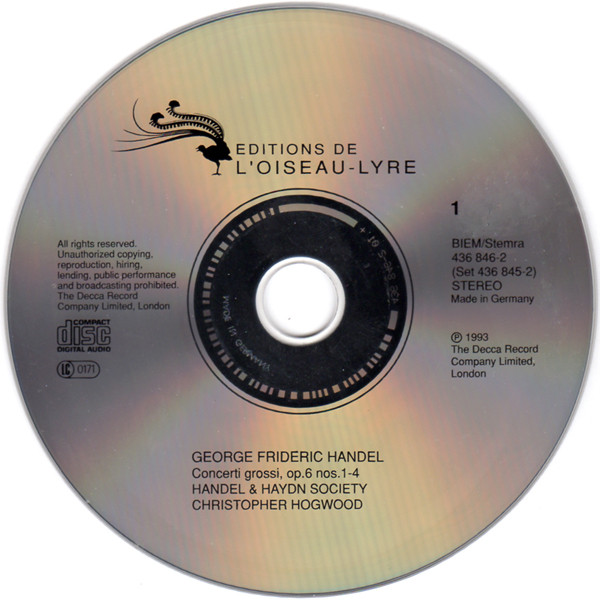Georg Friedrich Händel – The Handel & Haydn Society Of Boston, Christopher Hogwood - Concerti Grossi, Op. 6 (3xCD, Album) (Near Mint (NM or M-)) - Image 4