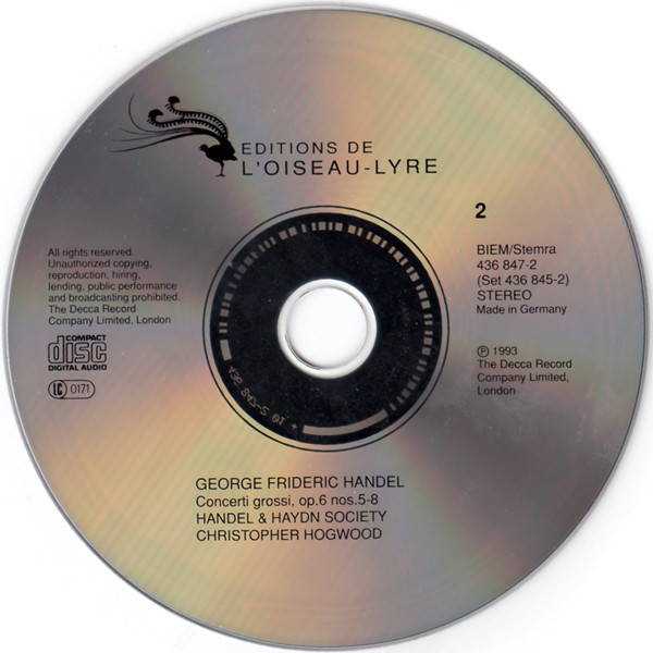 Georg Friedrich Händel – The Handel & Haydn Society Of Boston, Christopher Hogwood - Concerti Grossi, Op. 6 (3xCD, Album) (Near Mint (NM or M-)) - Image 5