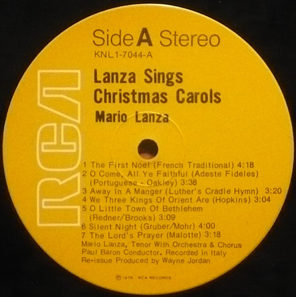 Mario Lanza - Lanza Sings Christmas Carols (LP, Album) (Mint (M)) - Image 2
