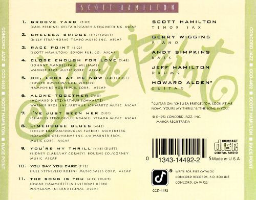 Scott Hamilton, Gerald Wiggins, Andrew Simpkins, Jeff Hamilton, Howard Alden - Race Point (CD, Album) (Near Mint (NM or M-)) - Image 2