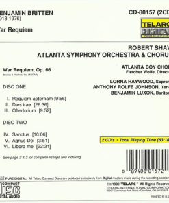 Alternative view of Benjamin Britten, Robert Shaw, Atlanta Symphony Orchestra, Atlanta Symphony Chorus, Lorna Haywood, Anthony Rolfe Johnson, Benjamin Luxon, The Atlanta Boy Choir - War Requiem, Op. 66 (2xCD) (Near Mint (NM or M-))