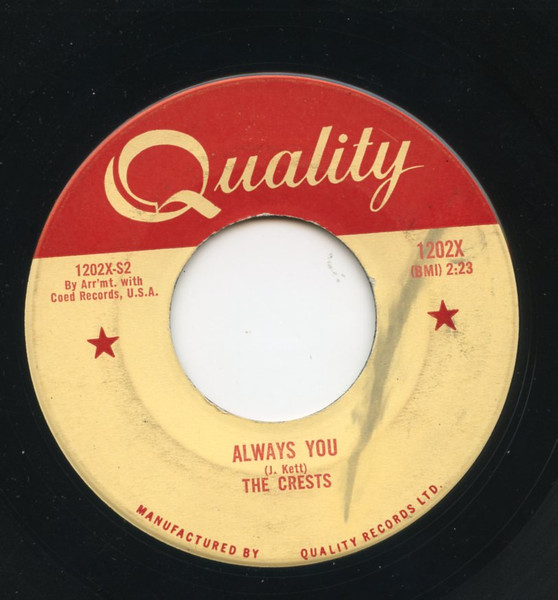 The Crests - Trouble In Paradise / AlwaysYou (7", Single) (Near Mint (NM or M-)) - Image 2