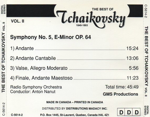 Pyotr Ilyich Tchaikovsky, Radio Symphony Orchestra - The Best of Tchaikovsky, Vol. II (CD) (Near Mint (NM or M-)) - Image 2