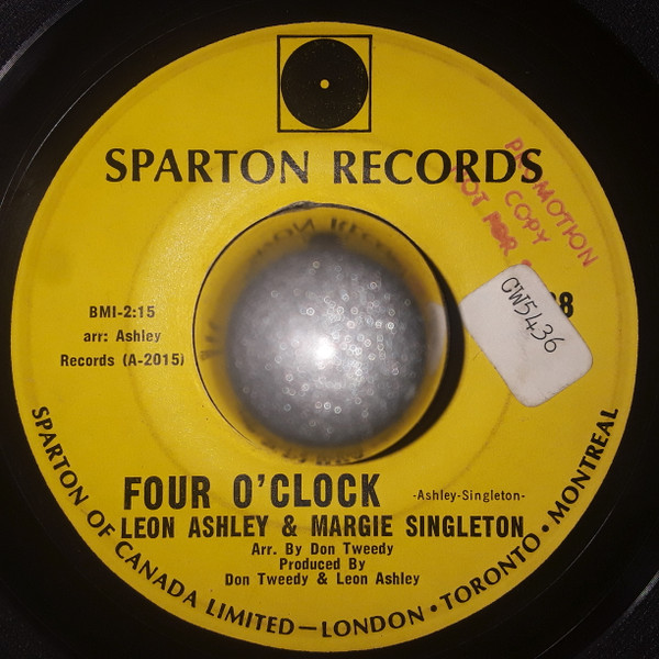 Leon Ashley - Hangin' On / Four O'Clock (7", Single) (Very Good Plus (VG+)) - Image 2