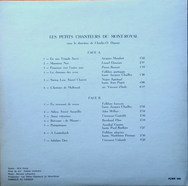 Les Petits Chanteurs Du Mont-Royal Sous La Direction De Charles Dupuis C.S.C. - Les Petits Chanteurs Du Mont-Royal (LP, Album) (Mint (M)) - Image 2