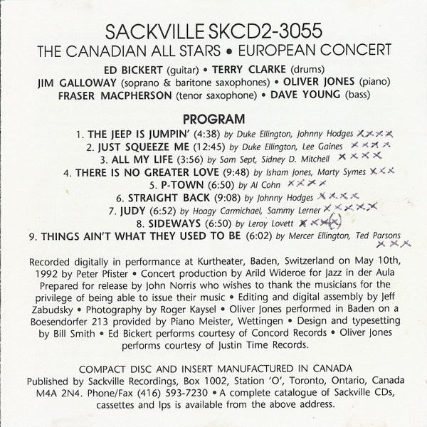 The Canadian All Stars - European Concert (CD, Album) (Near Mint (NM or M-)) - Image 4