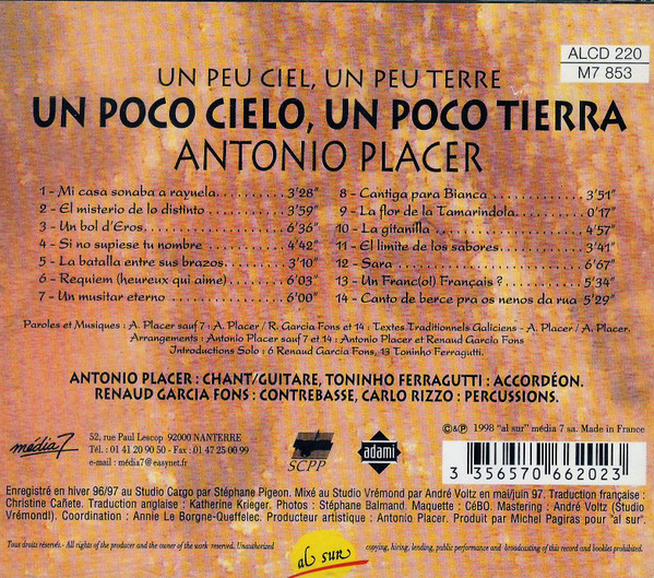 Antonio Placer - Un Poco Cielo, Un Poco Tierra (CD, Album) (Near Mint (NM or M-)) - Image 2
