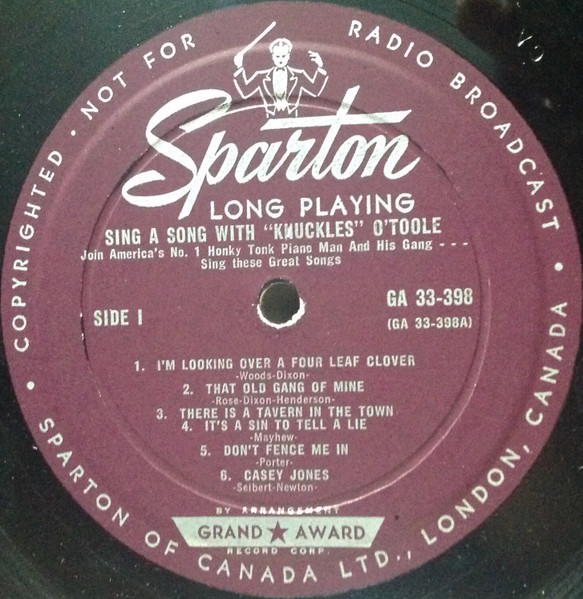 Knuckles O'Toole - Sing A Song With Knuckles O'Toole And His Singin' Gang (LP, Album, Mono) (Mint (M)) - Image 3