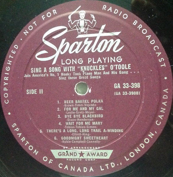 Knuckles O'Toole - Sing A Song With Knuckles O'Toole And His Singin' Gang (LP, Album, Mono) (Mint (M)) - Image 4