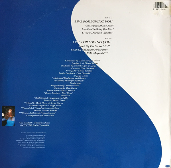 Gloria Estefan - Live For Loving You (12", Single) (Mint (M)) - Image 2