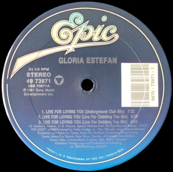 Gloria Estefan - Live For Loving You (12", Single) (Mint (M)) - Image 3