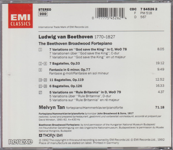 Melvyn Tan, Ludwig van Beethoven - The Beethoven Broadwood Fortepiano (CD, Album) (Near Mint (NM or M-)) - Image 3
