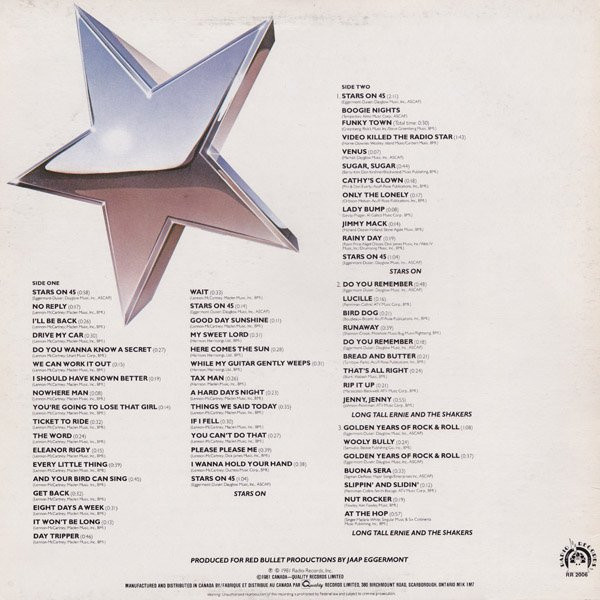 Stars On 45 / Long Tall Ernie And The Shakers - Stars On Long Play (LP, Album, Mixed, Red) (Mint (M)) - Image 2