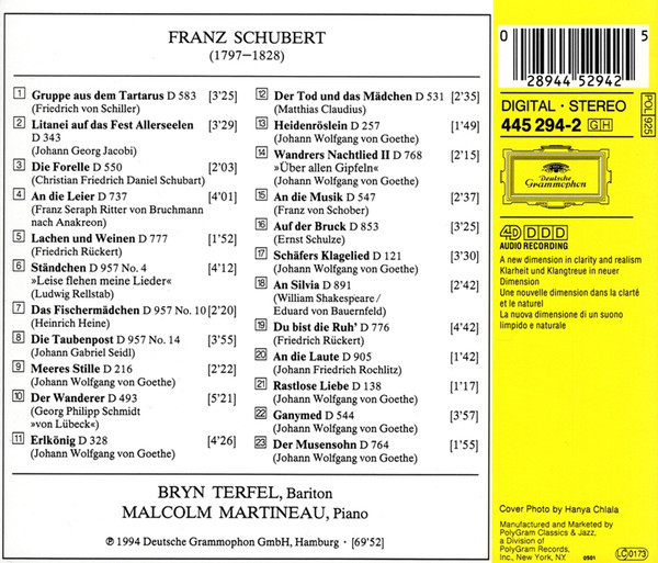 Bryn Terfel, Malcolm Martineau - An Die Musik (Favorite Schubert Songs) (CD) (Near Mint (NM or M-)) - Image 2