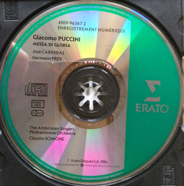 José Carreras, Hermann Prey, The Ambrosian Singers, Philharmonia Orchestra, Claudio Scimone, Giacomo Puccini - Messa Di Gloria (CD, Album, RP) (Near Mint (NM or M-)) - Image 2