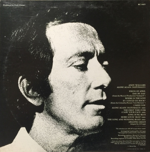 Andy Williams - Alone Again (Naturally) (LP, Album) (Mint (M)) - Image 2