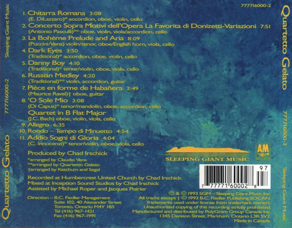 Quartetto Gelato - Quartetto Gelato (CD, Album) (Near Mint (NM or M-)) - Image 2