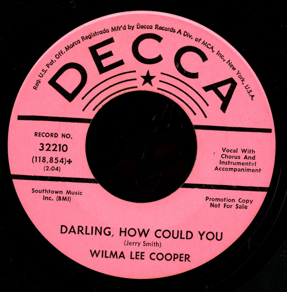Wilma Lee Cooper - Darling, How could you / Time Keeps standing still (7", Single, Promo) (Very Good Plus (VG+)) - Image 2