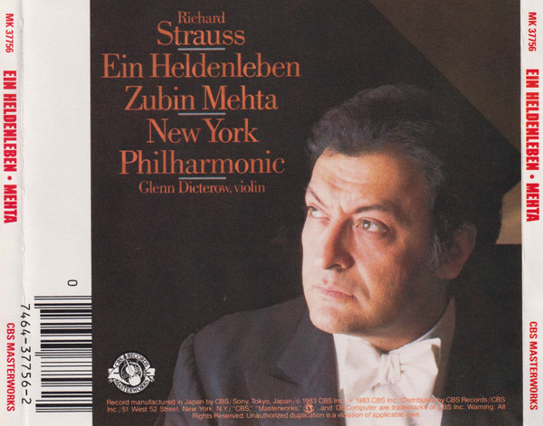 Richard Strauss, Zubin Mehta, New York Philharmonic, Glenn Dicterow - Ein Heldenleben (CD, Album) (Near Mint (NM or M-)) - Image 2