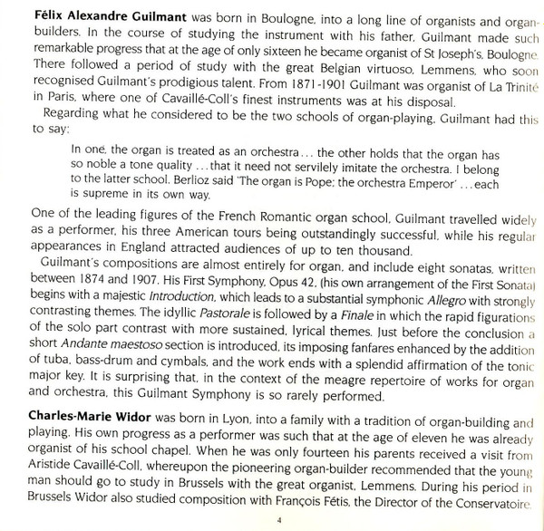 Francis Poulenc, Charles-Marie Widor, Alexandre Guilmant - Ian Tracey, BBC Philharmonic, Yan Pascal Tortelier - Guilmant/Widor/Poulenc: Organ Concertos (CD, Album) (Near Mint (NM or M-)) - Image 4
