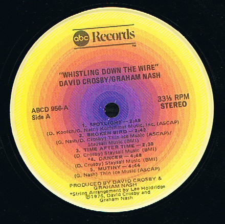Crosby & Nash - Whistling Down The Wire (LP, Album, Kee) (Mint (M)) - Image 3