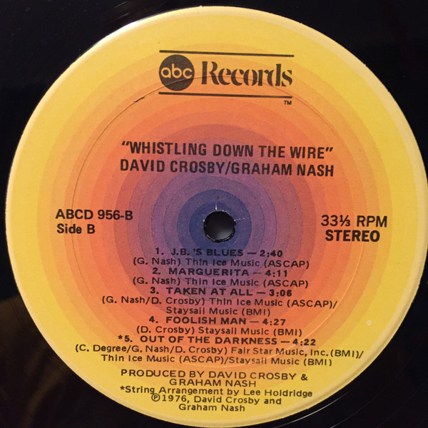 Crosby & Nash - Whistling Down The Wire (LP, Album, Kee) (Mint (M)) - Image 4