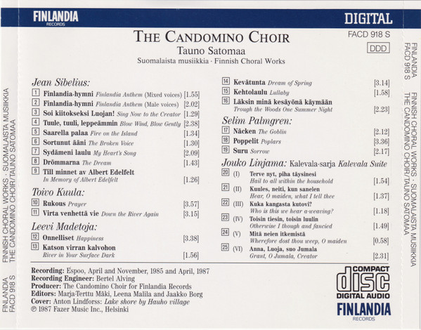 Candomino Choir, Tauno Satomaa - Finnish Choral Works (CD, Album) (Near Mint (NM or M-)) - Image 2