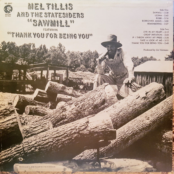 Mel Tillis And The Statesiders (2) - Sawmill (LP, Album, Club) (Mint (M)) - Image 2