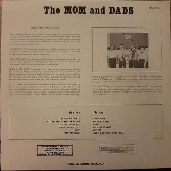 The Mom And Dads - Presenting ... The Mom And Dads (LP) (Mint (M)) - Image 3