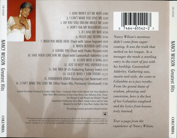 Nancy Wilson - Greatest Hits (CD, Comp) (Mint (M)) - Image 3