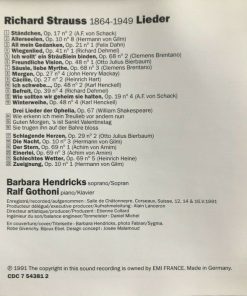 Alternative view of Richard Strauss - Barbara Hendricks, Ralf Gothóni - Richard Strauss Lieder (CD, Album) (Near Mint (NM or M-))
