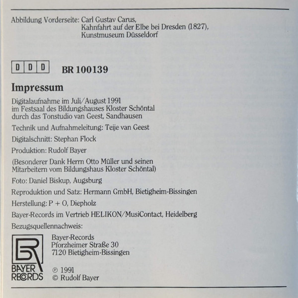 Franz Schubert, Robert Schumann, Felix Mendelssohn-Bartholdy, Antonín Dvořák - Carus-Quintett - Romantic Vocal (CD) (Near Mint (NM or M-)) - Image 3