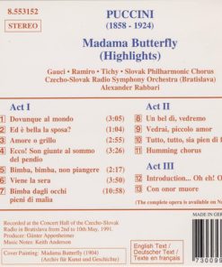 Alternative view of Giacomo Puccini, Miriam Gauci, Yordy Ramiro, Georg Tichy, Slovak Philharmonic Chorus, Slovak Radio Symphony Orchestra, Alexander Rahbari - Madama Butterfly (CD, Album) (Near Mint (NM or M-))