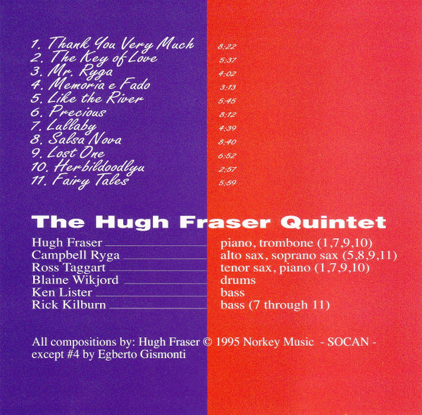 The Hugh Fraser Quintet Featuring Campbell Ryga - Red & Blue (CD, Album) (Mint (M)) - Image 2